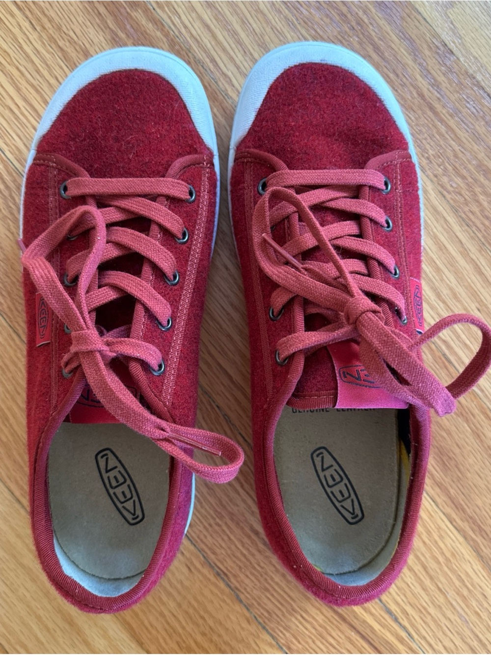 Keen Low-Top Sneakers in Deep Red with White Trim